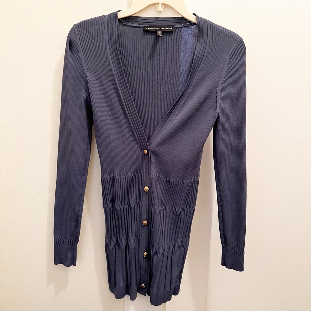 White House Black Market Blue Ultimate Ribbed‎ Cardigan